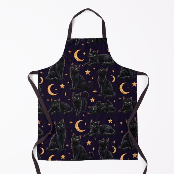 Item preview, Black Cat Watercolor Moon Stars Seamless Pattern designed and sold by Inkworksbyshery.