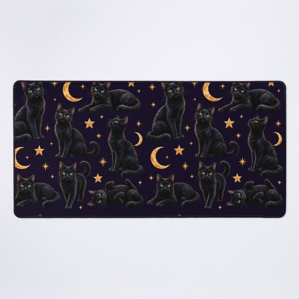 Item preview, Black Cat Watercolor Moon Stars Seamless Pattern designed and sold by Inkworksbyshery.