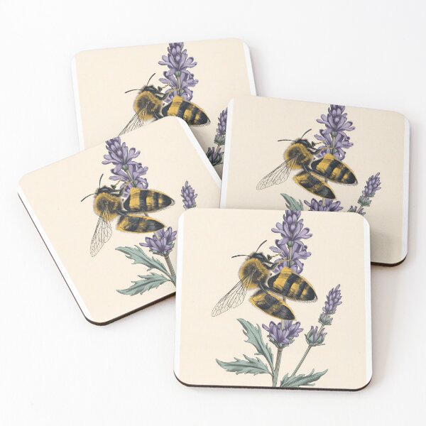 Item preview, Vintage Bumblebee Pollinating Lavender Botanical Illustration designed and sold by Evergreen Horizon Works.