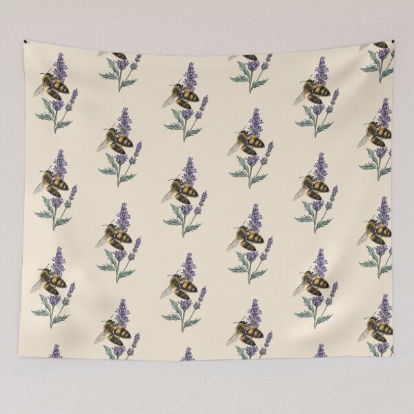 Item preview, Vintage Bumblebee Pollinating Lavender Botanical Illustration designed and sold by Evergreen Horizon Works.