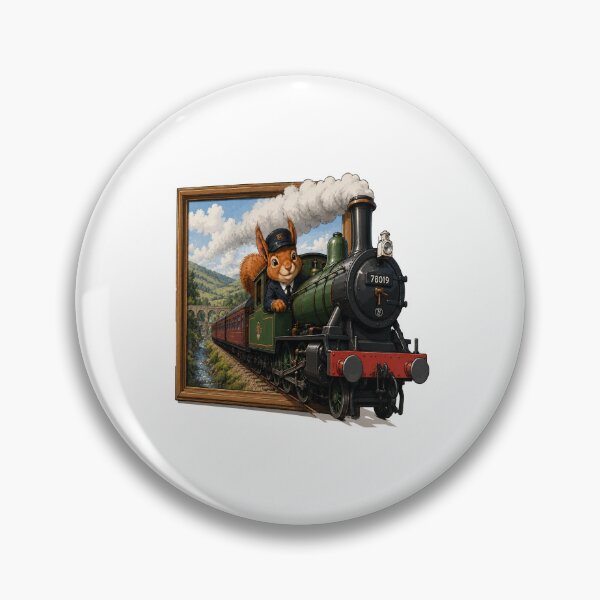 Item preview, Bursting Through Happy Squirrel Steam Train Driver designed and sold by SecretSquirrellDesigns.