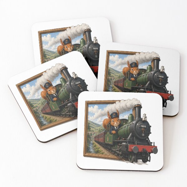 Item preview, Bursting Through Happy Squirrel Steam Train Driver designed and sold by SecretSquirrellDesigns.