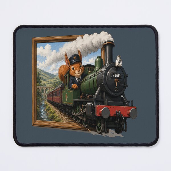 Item preview, Bursting Through Happy Squirrel Steam Train Driver designed and sold by SecretSquirrellDesigns.