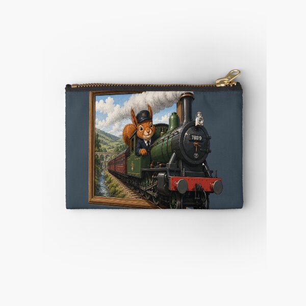 Item preview, Bursting Through Happy Squirrel Steam Train Driver designed and sold by SecretSquirrellDesigns.