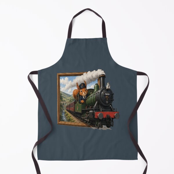 Item preview, Bursting Through Happy Squirrel Steam Train Driver designed and sold by SecretSquirrellDesigns.