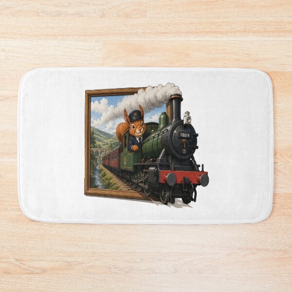 Item preview, Bursting Through Happy Squirrel Steam Train Driver designed and sold by SecretSquirrellDesigns.