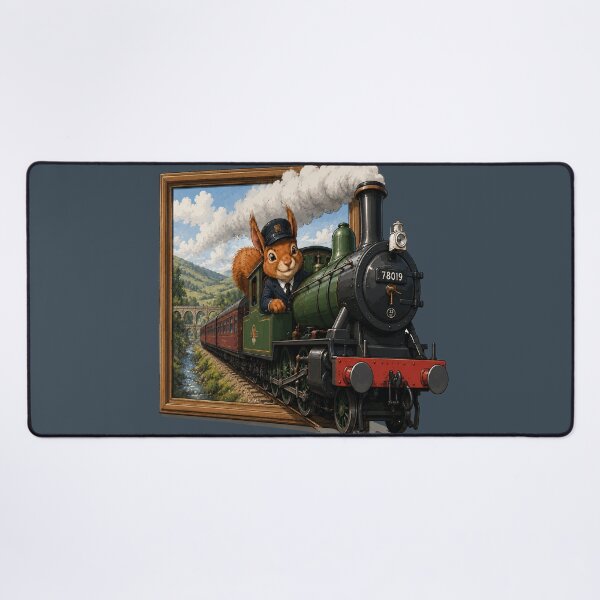Item preview, Bursting Through Happy Squirrel Steam Train Driver designed and sold by SecretSquirrellDesigns.