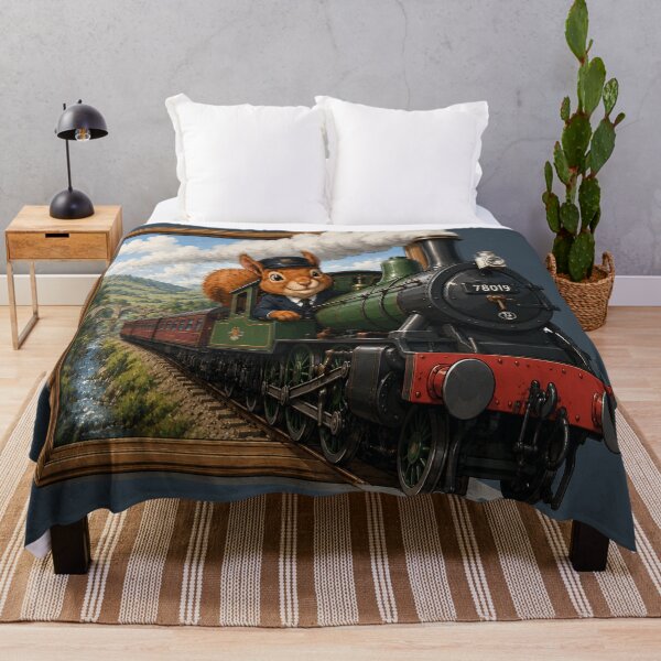 Item preview, Bursting Through Happy Squirrel Steam Train Driver designed and sold by SecretSquirrellDesigns.