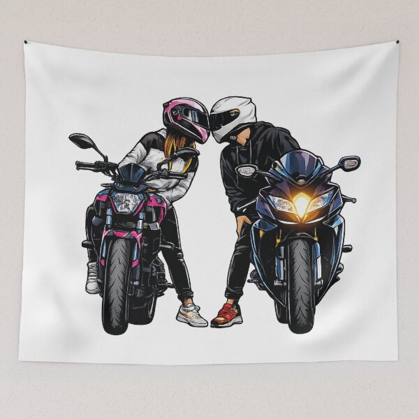 Item preview, Romantic Biker Couple on Sport Motorcycles designed and sold by AVStudioS&S.