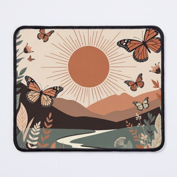 Item preview, Boho Monarch Butterfly River Landscape | Earth Tone Sunset Nature Art designed and sold by GalleryPeak.