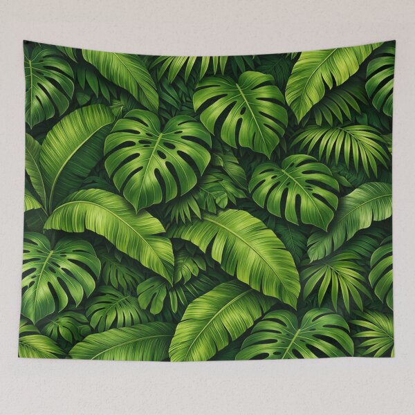 Item preview, Tropical Monstera and Banana Leaf Jungle Pattern designed and sold by Owcomm.