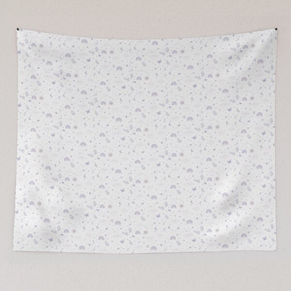 Item preview, Whimsical Purple Nursery Wallpaper | Pastel Lavender Rainbow Clouds Wall Art | Dreamy Kids Room Decor designed and sold by Hookesmode.