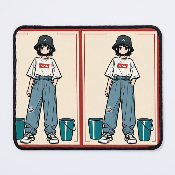 Item preview, Fashion - Man in White Top Bucket Hat Baggy Jeans Streetwear Anime Variant 2 designed and sold by AnimeShin.