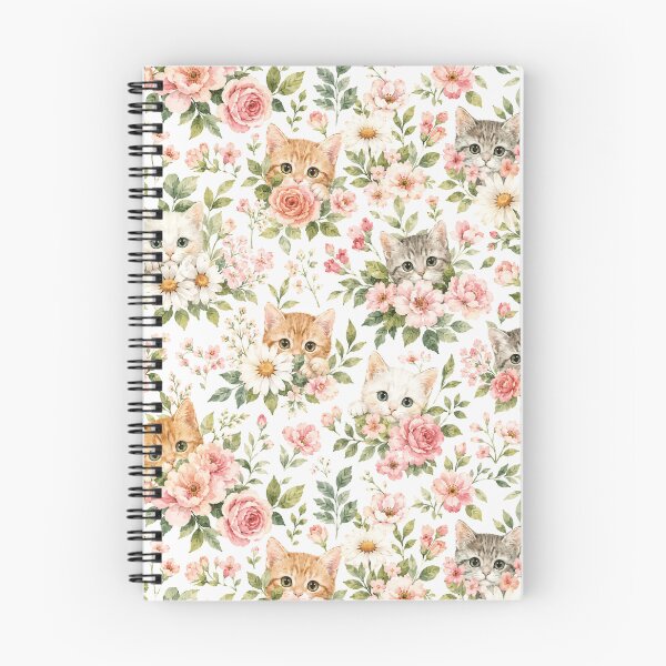 Item preview, Kitten Garden Watercolor Floral Seamless Pattern designed and sold by Inkworksbyshery.