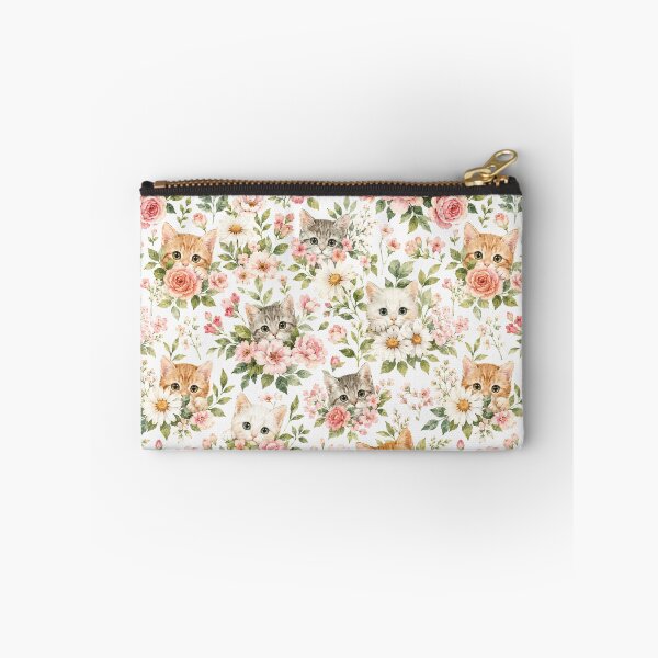 Item preview, Kitten Garden Watercolor Floral Seamless Pattern designed and sold by Inkworksbyshery.