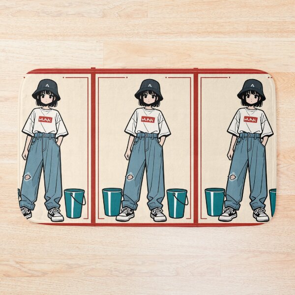 Item preview, Fashion - Man in White Top Bucket Hat Baggy Jeans Streetwear Anime Variant 2 designed and sold by AnimeShin.