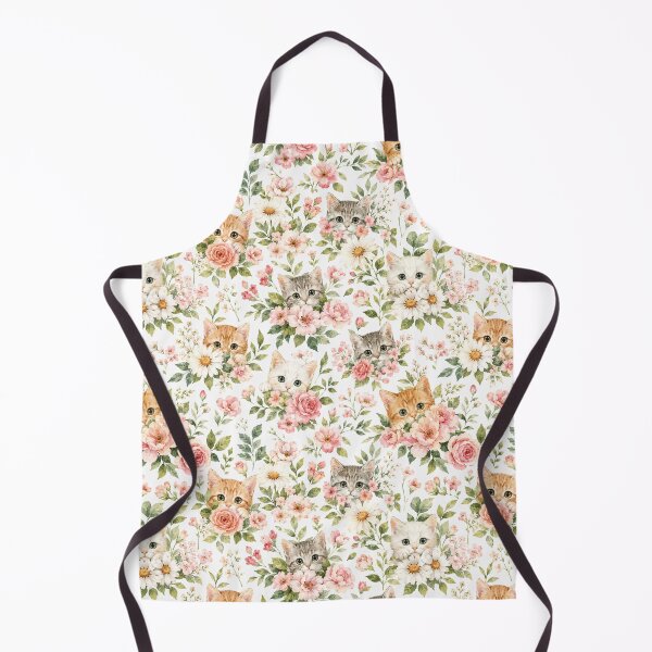 Item preview, Kitten Garden Watercolor Floral Seamless Pattern designed and sold by Inkworksbyshery.