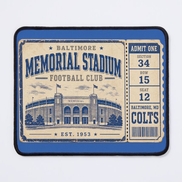 Item preview, Baltimore Memorial Stadium Football Club Vintage Ticket Shirt, Colts Retro Stadium Tee designed and sold by GhostDawgs.