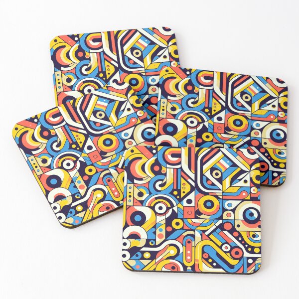 Item preview, Mid-Century Modern Blue, Yellow And Red Geometric Pattern designed and sold by DEC02.