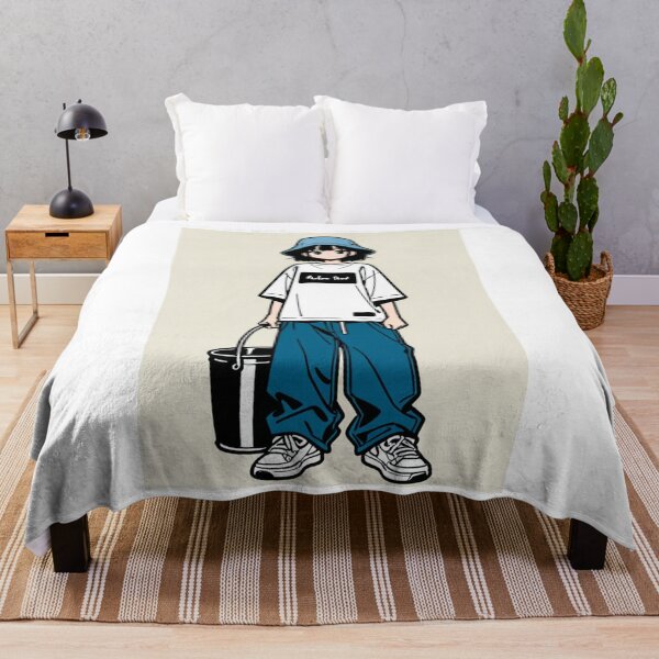 Item preview, Fashion - Man in White Top Bucket Hat Baggy Jeans Streetwear Anime Variant 3 designed and sold by AnimeShin.