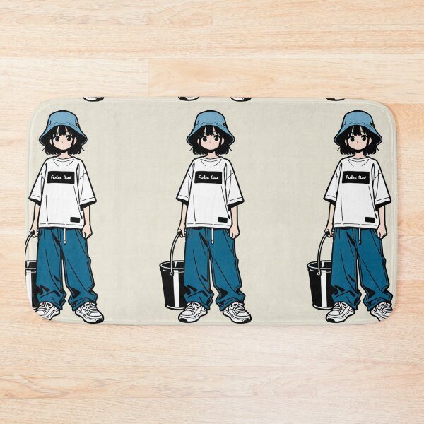 Item preview, Fashion - Man in White Top Bucket Hat Baggy Jeans Streetwear Anime Variant 3 designed and sold by AnimeShin.