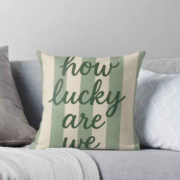 Item preview, How Lucky Are We Print | Minimalist romance wall art | Green Stripe Print | Calming Quote Wall Art  designed and sold by codeslinger.