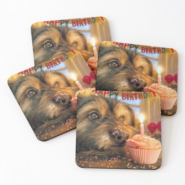 Item preview, Scruffy Dog Looking at a Birthday Cupcake designed and sold by Maria Dryfhout.