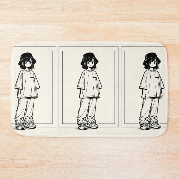 Item preview, Fashion - Man in White Top Bucket Hat Baggy Jeans Streetwear Anime Variant 4 designed and sold by AnimeShin.