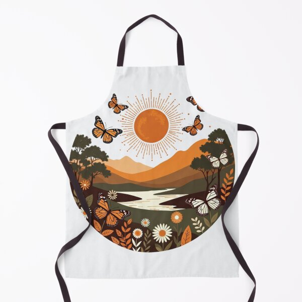 Item preview, Boho Monarch Butterfly Lake Landscape | Retro Sunset Nature Illustration designed and sold by GalleryPeak.