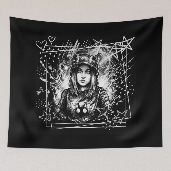 Item preview, Gothic Wolf Ears Portrait Art - Black designed and sold by CaylaTay.