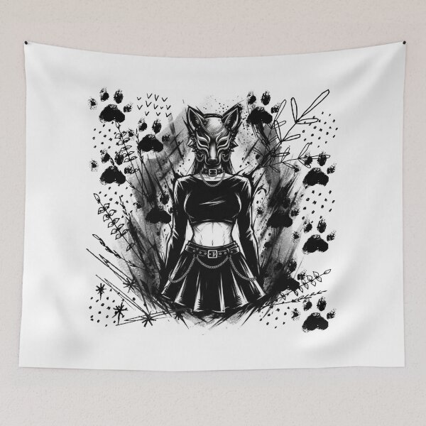 Item preview, Forest Wolf Mask Girl Portrait - White  designed and sold by CaylaTay.
