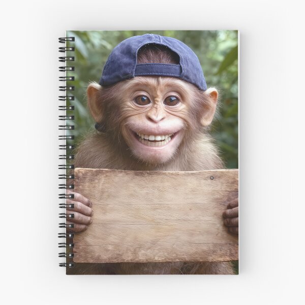 Item preview, Baby Chimpanzee Holding a Wooden Sign designed and sold by Maria Dryfhout.