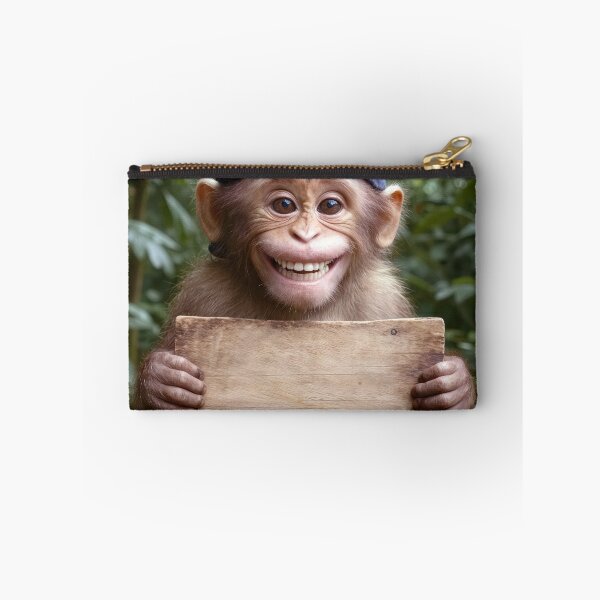 Item preview, Baby Chimpanzee Holding a Wooden Sign designed and sold by Maria Dryfhout.