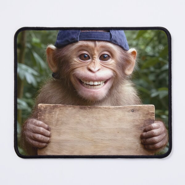 Item preview, Baby Chimpanzee Holding a Wooden Sign designed and sold by Maria Dryfhout.