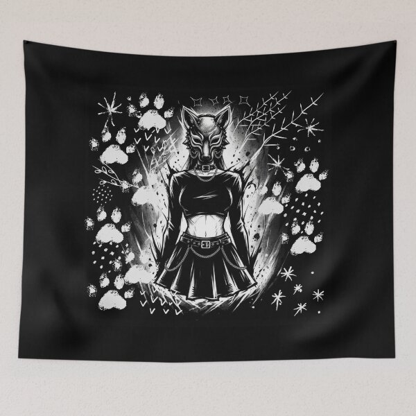 Item preview, Forest Wolf Mask Girl Portrait - Black designed and sold by CaylaTay.