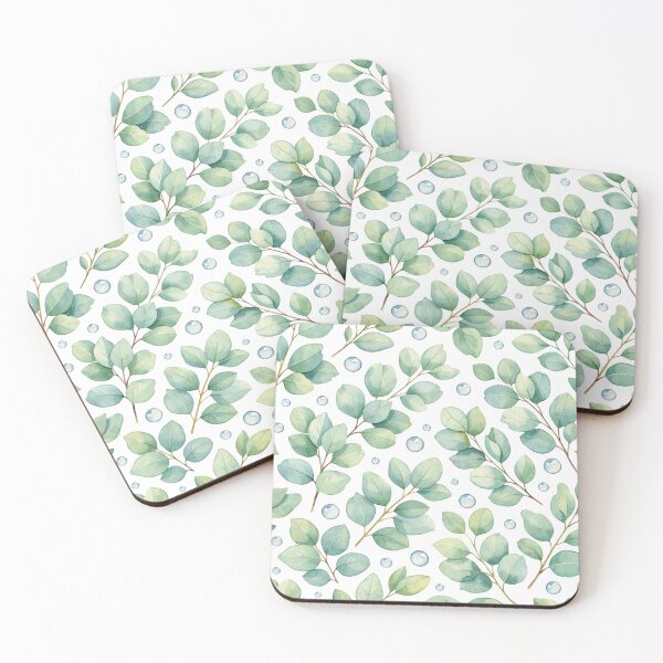 Item preview, Watercolor Eucalyptus Leaves with Soft Dew Drops Pattern designed and sold by Owcomm.