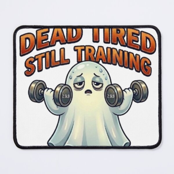 Item preview, Dead Tired Still Training Ghost – Funny Gym and Weightlifting Cartoon designed and sold by Northern Glow Art.