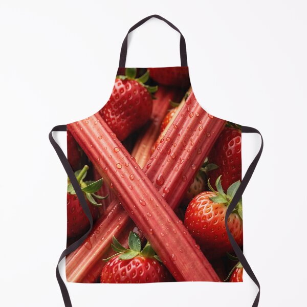 Item preview, Fresh Rhubarb and Strawberries Close-Up – Dewy Summer Harvest Photography designed and sold by EmeraldeaArt.