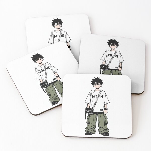 Item preview, Fashion - Man in White Top Cargo Pants Chain Wallet Streetwear Anime Variant 2 designed and sold by AnimeShin.