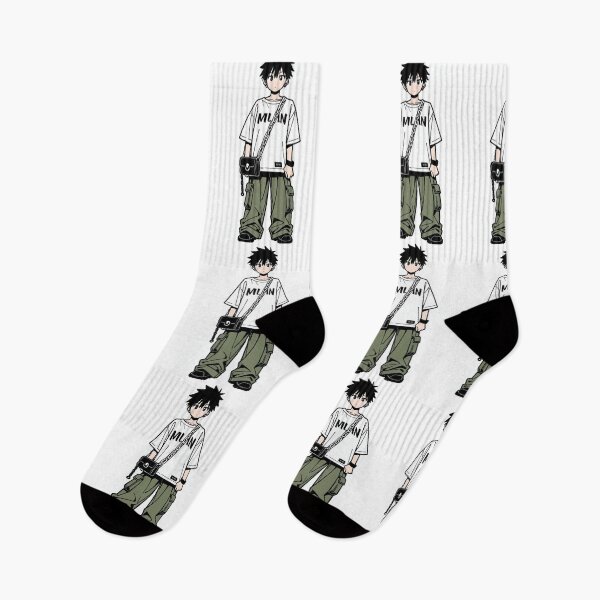 Item preview, Fashion - Man in White Top Cargo Pants Chain Wallet Streetwear Anime Variant 2 designed and sold by AnimeShin.