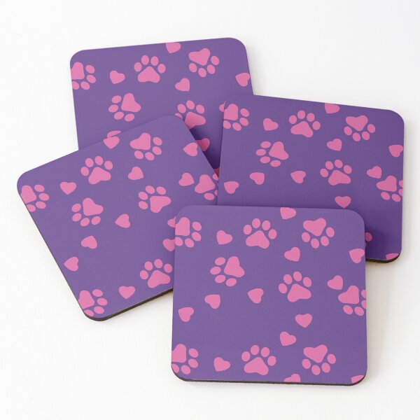 Item preview, Cat Paw Pattern Seamless pink color with a purple background designed and sold by foudart.
