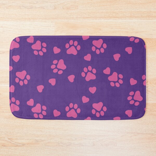 Item preview, Cat Paw Pattern Seamless pink color with a purple background designed and sold by foudart.