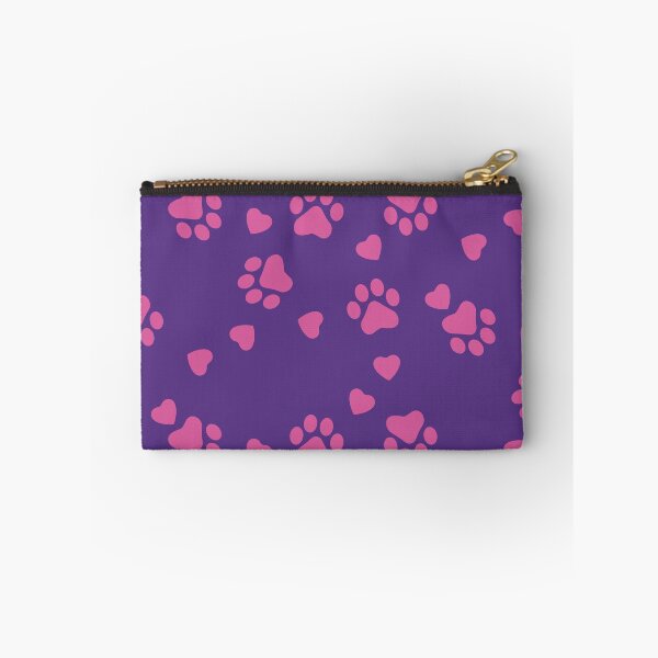Item preview, Cat Paw Pattern Seamless pink color with a purple background designed and sold by foudart.