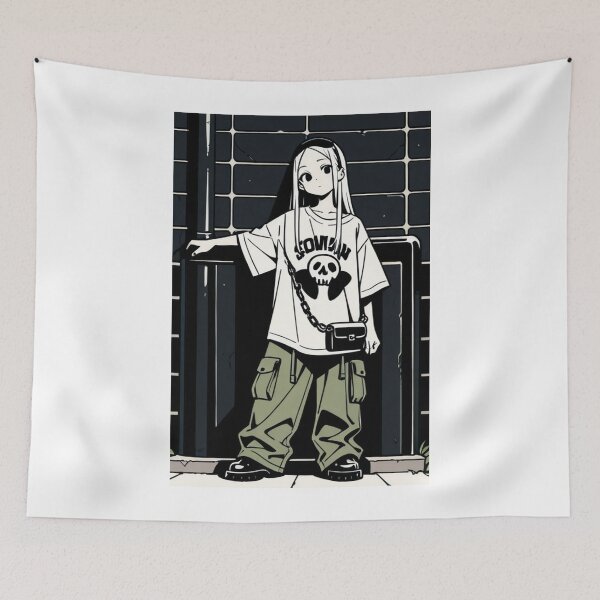 Item preview, Fashion - Man in White Top Cargo Pants Chain Wallet Streetwear Anime designed and sold by AnimeShin.