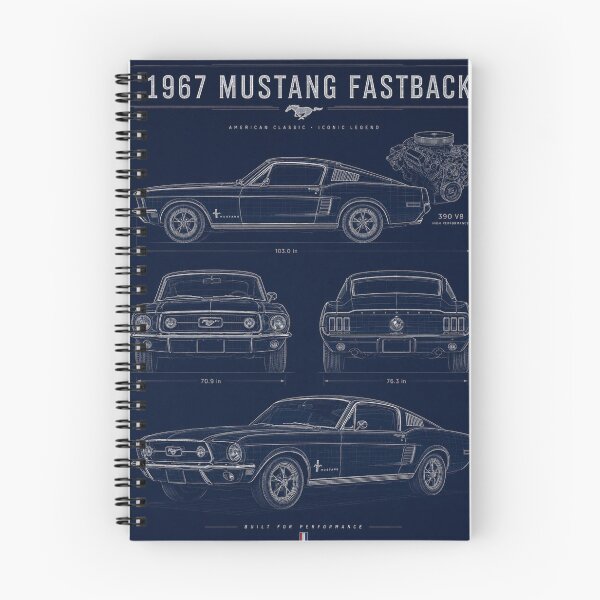 Item preview, 1967 Ford Mustang Fastback Blueprint designed and sold by UrbanPrintVibes.
