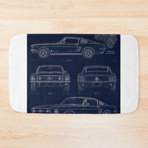 Item preview, 1967 Ford Mustang Fastback Blueprint designed and sold by UrbanPrintVibes.