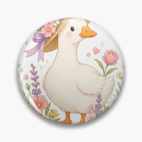 Item preview, Cute Floral Duck Sticker | Kawaii Cottagecore Duck with Spring Flowers designed and sold by Novagotemplates.