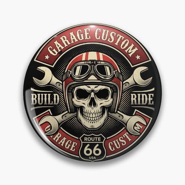 Item preview, Garage Custom Biker Skull & Helmet | Route 66 USA Motor Vintage Logo designed and sold by saamessart.