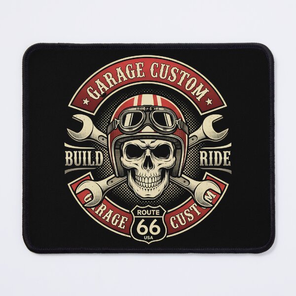 Item preview, Garage Custom Biker Skull & Helmet | Route 66 USA Motor Vintage Logo designed and sold by saamessart.