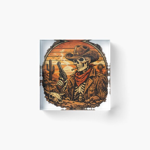 Item preview, Vintage Skeleton Cowboy Sunset Western designed and sold by AMIR PRO .